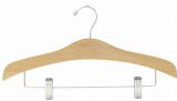 Cintre plat décoratif en bois avec pince pour costume / manteau