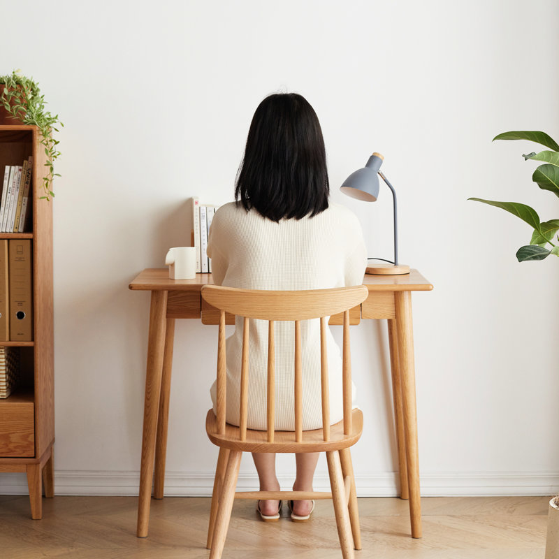 Natural Wood Work Table - Solid Oak With Multi-Purpose Use Writing Desk For Creative