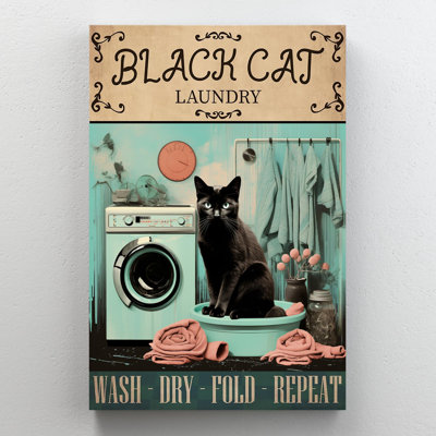 Black Cat Laundry - 1 Piece Rectangle Graphic Art " Black Cat Laundry "