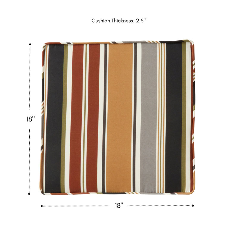 Outdoor Dining Chair Seat Pad, Brick Striped