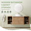 Meuble-lavabo flottant mural 54 po avec comptoir en quartz et portes et tablettes de rangement à fermeture en douceur-42302038