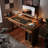 Walnut Rectangular Solid Wood Standing desk-246209858