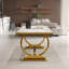 Ensemble de table de salle à manger Glam blanc et doré avec 4 chaises capitonnées en cuir blanc-944751718