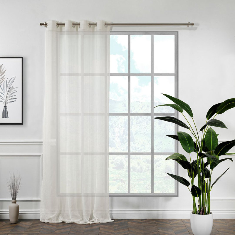 Panneau simple extra long et extra large en faux lin, Blanc cassé, L 100 po x L 156 po