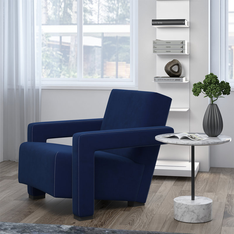 Fleischer Velvet Accent Chair, Blue