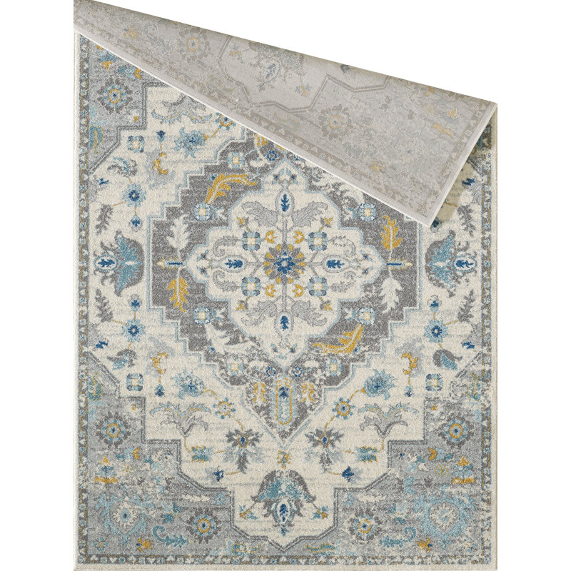 Tapis gris / ivoire Melva, Rectangle 3 pi x 5 pi