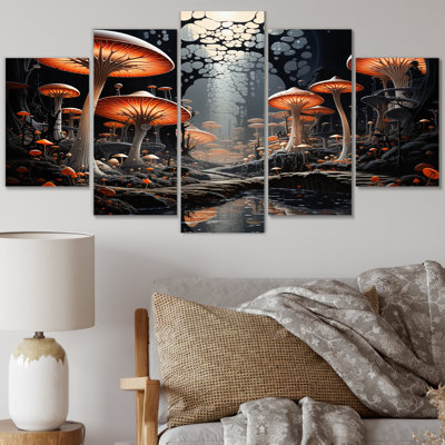 Roanoke - Abstract Landscape Canvas Wall Art - 5 Panels