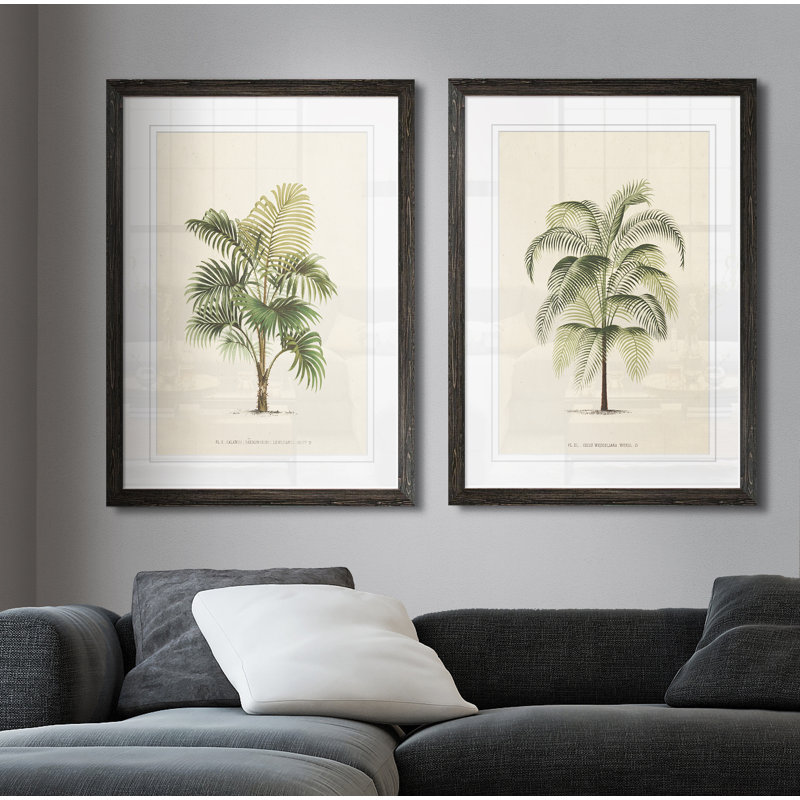 " Les Palmiers III " by Vincent Van Gogh 2 - Pieces, 24" H x 18" W, Ebony, Framed Print with Mat