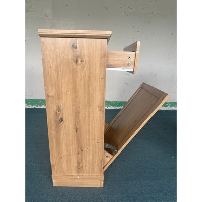 Armoire à ordures inclinable 10 gallons avec poubelle en bois autoportante avec tiroir escamotable