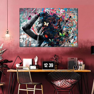" Woman With Butterflies Canvas Print "