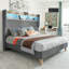 Upholstered Platform Bed Frame with 130CM Tall Headboard, LED Lights & Charging Station, Corduroy Upholstered Platform Bed with Storage Shelf, No Box Spring Needed-1864794287-1864794280