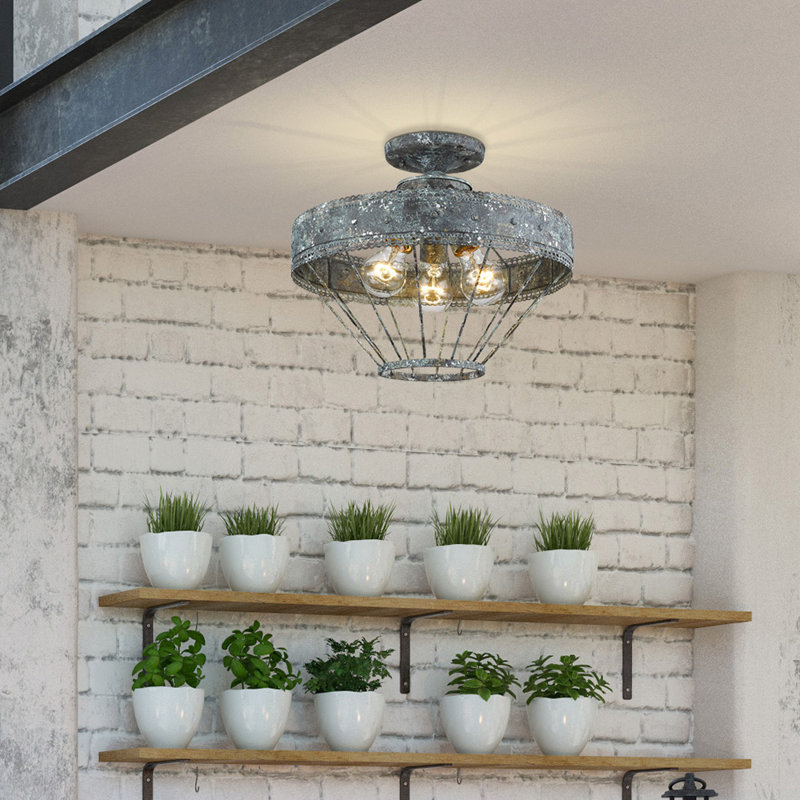 Gaius Semi Flush Mount, Blue Verde Patina