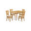 L'ensemble 5 pièces de table et chaises de cuisine comprend une table de salle à manger rectangulaire avec Dropleaf et 4 chaises en tissu de lin, chêne-689759450-749268148