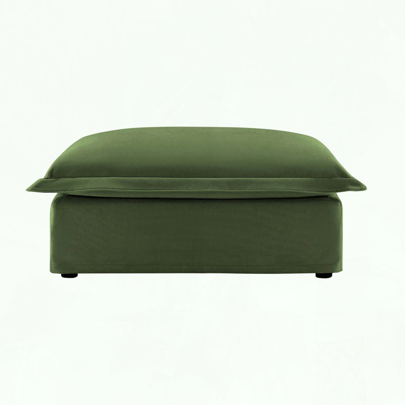 Modern Ottoman with Removable Chenille Cover, Green