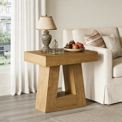 23.7" End Table, 2-Tier Side Table with Trapezoid Base