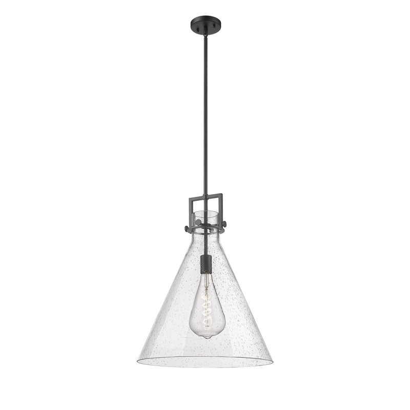 Luminaire suspendu avec tige 30 po Coterie, Bullé, H 22,75 po x l 18 po x P 18 po, Noir mat