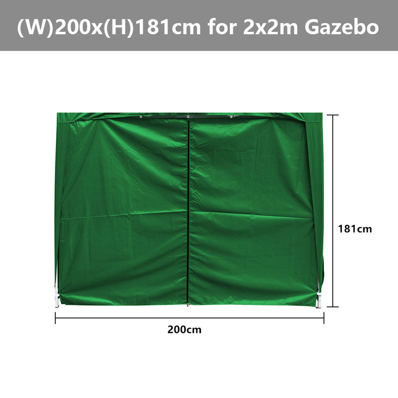 Ahlona Dakota Fields Fabric Side Wall with Zipper for Pop-up Gazebo, Green, 181 cm H x 200 cm W x 0.5 cm D