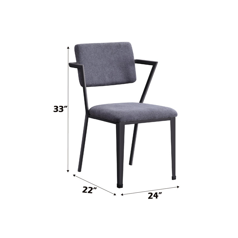 Siège de bureau en tissu gris et bronze industriel - Stationnaire avec dossier rembourré et rembourré