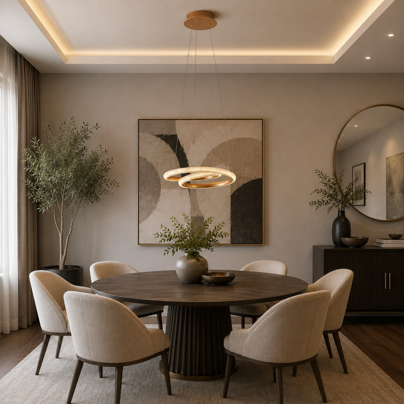 2-Light Gold Dimmable LED Chandelier With Clear Acrylic Diffusers
