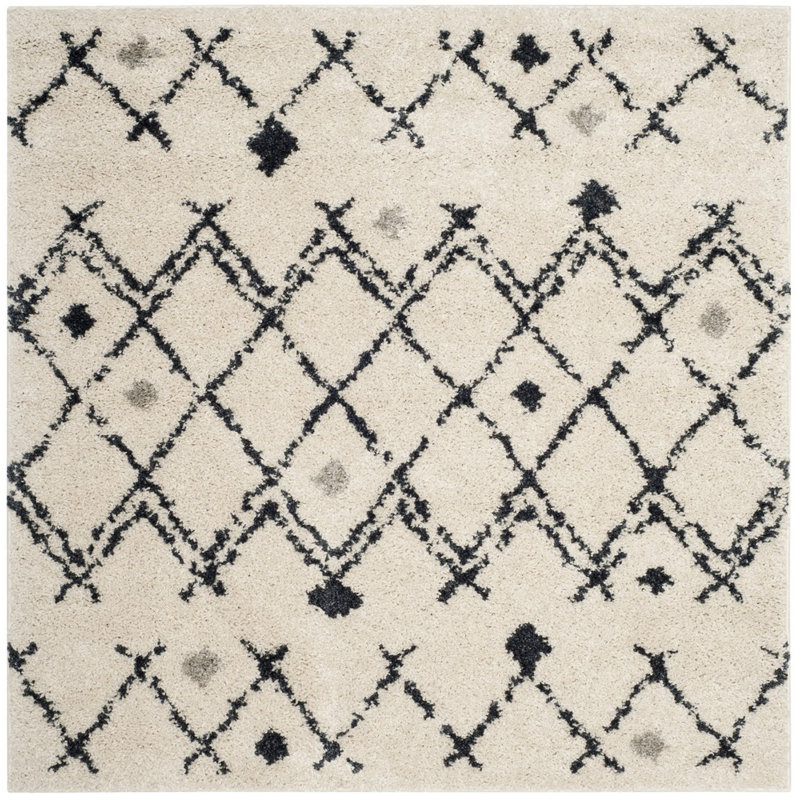 Alieshia Berber Shag Performance Geometric Rug, Square 6'7"