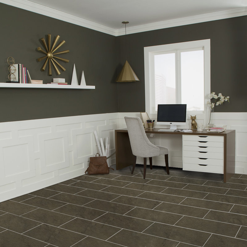 Citified 12" W x 24" L Porcelain Concrete Look Singular Tile, Brown