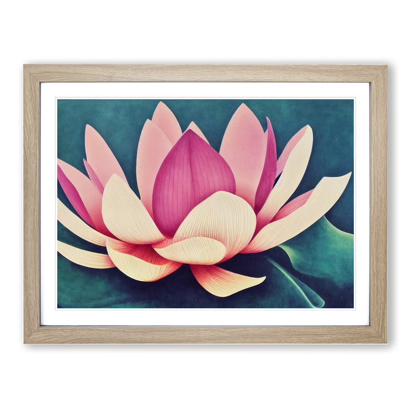 Mind Blowing Lotus Flower - Framed Print, 46cm H x 64cm W, Oak Framed
