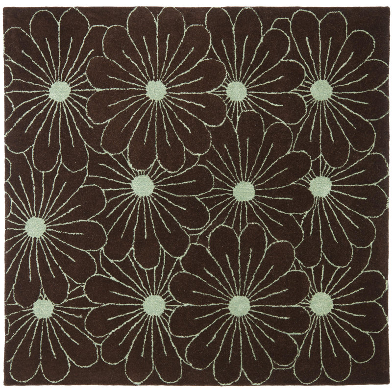 Avayah Soho Hand Tufted Wool And Viscose Floral Rug, Square 6'