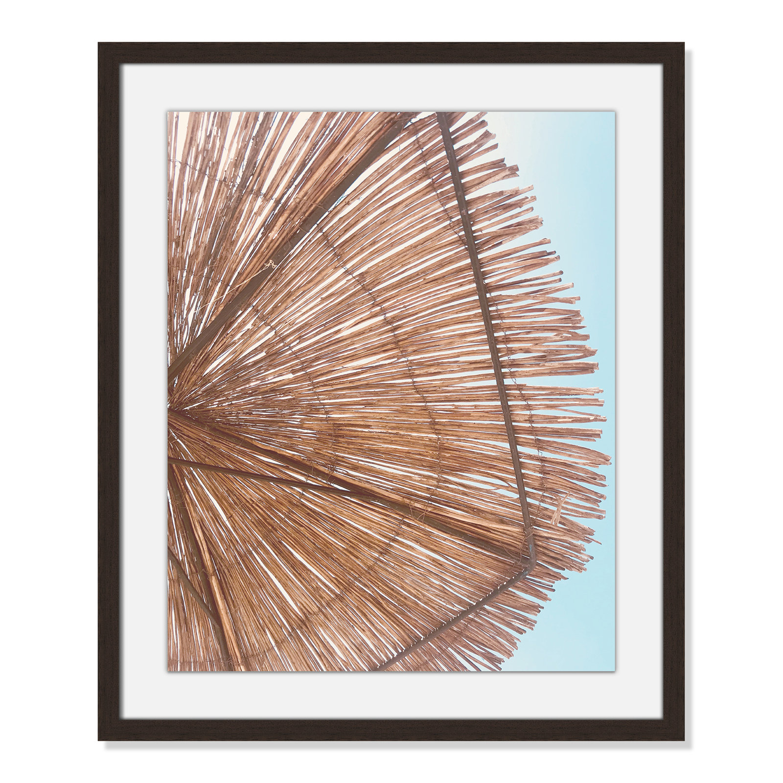 Rosy Straw Umbrella - Picture Frame Photograph, 23" H x 17" W x 1.25" D, Walnut