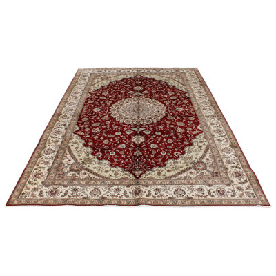 6x9 Red and Ivory Turkish Silk Rug