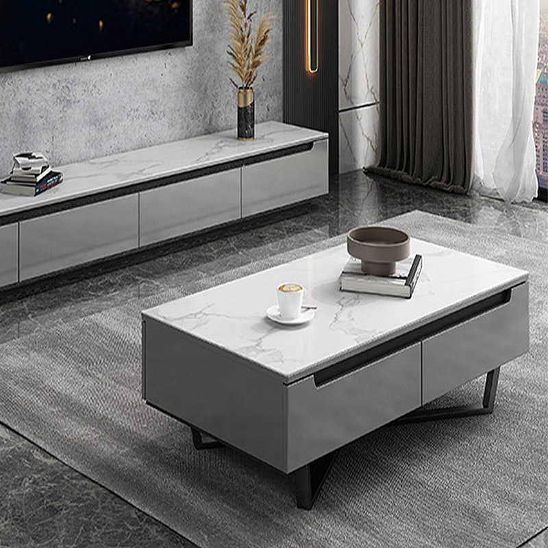 Table basse en pierre de luxe italienne, H 15,75 po x L 55,12 po x l 31,5 po