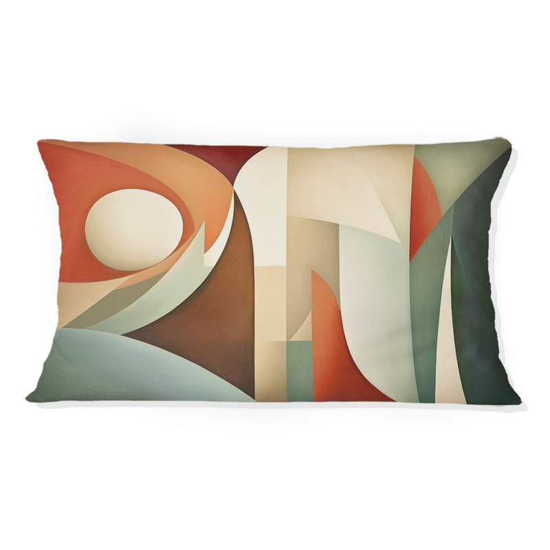 Coussin décoratif orange, vert, symétrique et visuels - formes abstraites