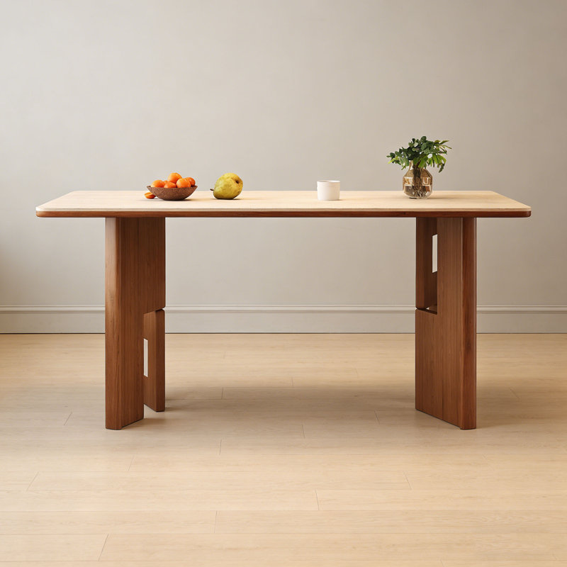 Table Mid-Century rectangulaire en bois et pierre, H 29,5 po x L 55,1 po x l 31,5 po