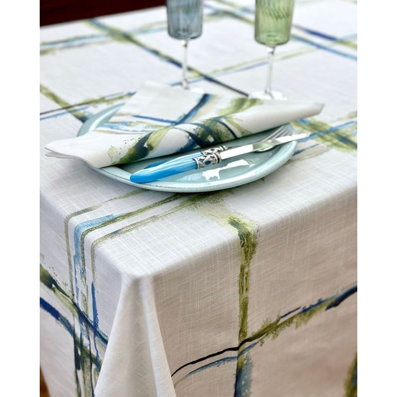 Abstract Grid Geometric Tablecloth, 120" L x 63" W