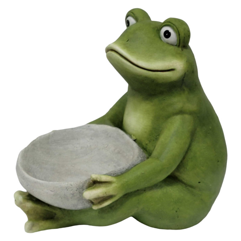 Statue de grenouille tenant un bol