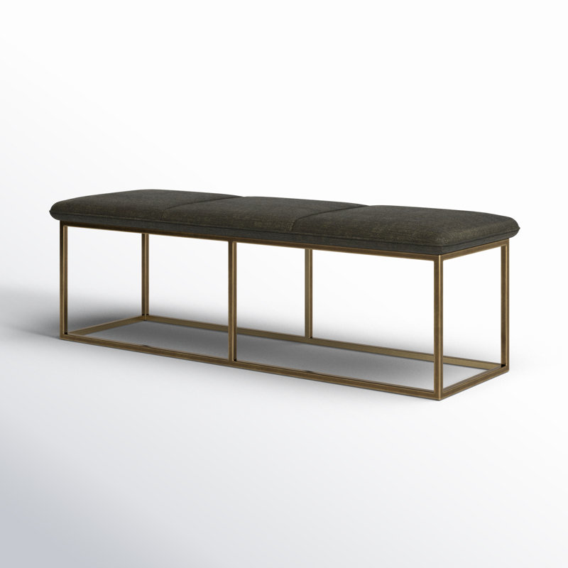 Alley Upholstered Bench, Dark Gray Performance Basketweave
