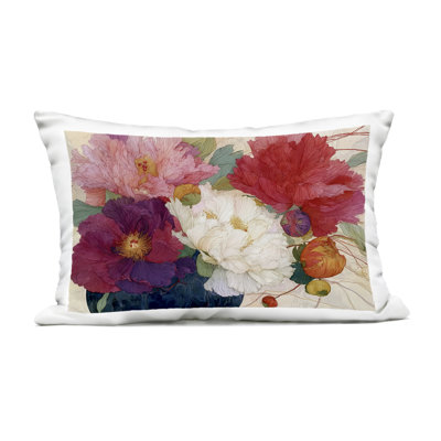 Haiku Ornate Flower Petals Outdoor Printed Pillow, design by Annabelle Hall