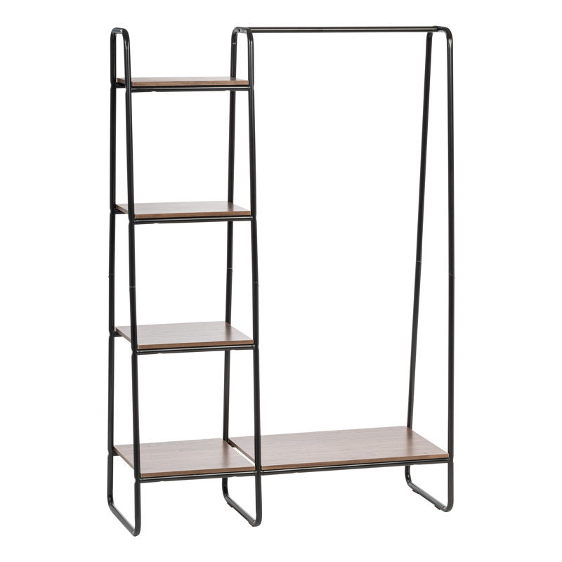 IRIS Multi-Shelf Metal Garment Rack, Black/Dark Brown