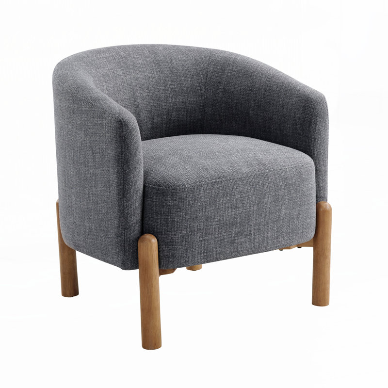 Chaise d'appoint avec pieds en bois massif, Tissu gris