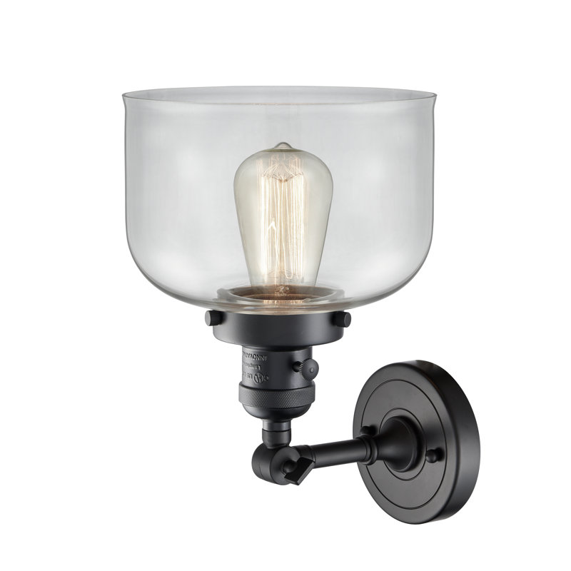Applique murale 1 lumière 5 po Bell, Ampoule à DEL rétro de 3,5 W, Clair, Noir mat