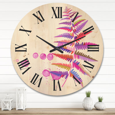 Horloge murale en fougère mauve