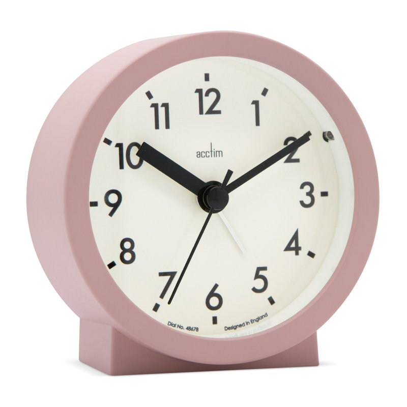 Acctim Gaby Small Analogue Contemporary Beside Alarm Clock, Dusty Rose