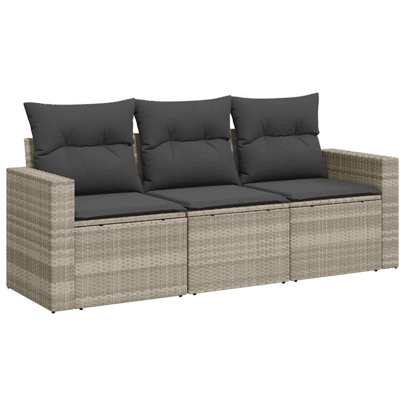  Ensemble de canapé de jardin modulaire PE en rotin gris clair et gris foncé