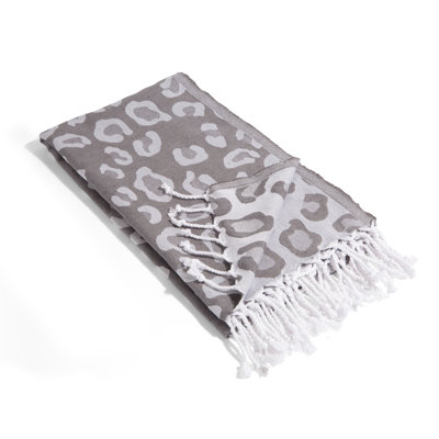 Chanyah Reversible Leopard Print Beach Towel, 100% Cotton, Sand Resistant Peshtemal, Thin & Absorbent, 69” x 38”
