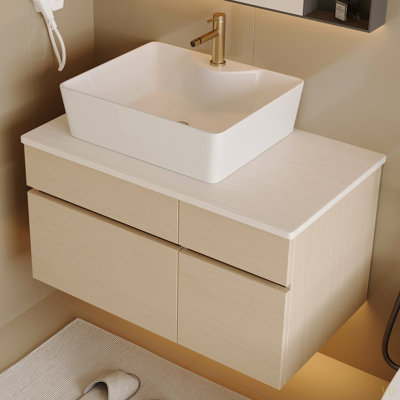Petit meuble-lavabo flottant simple 31,5 pouces avec lavabo