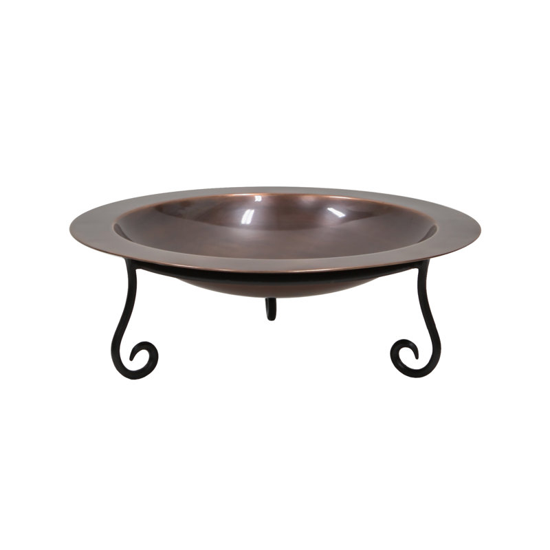 18" Classic  Copper Birdbath with Short Stand