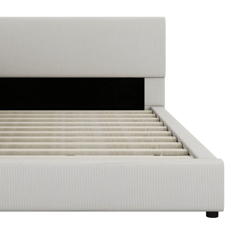 L-Shaped Corduroy Daybed, Beige, Full