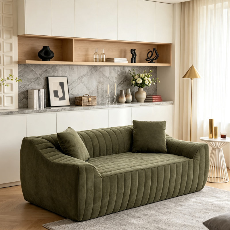 Canapé moderne, siège confortable rembourré, canapé 2 places avec 2 coussins, causeuse surdimensionnée pour le salon, aucun assemblage requis
