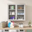 Armoire de rangement murale de style rétro avec portes en verre brumeux et 2 tablettes réglables
