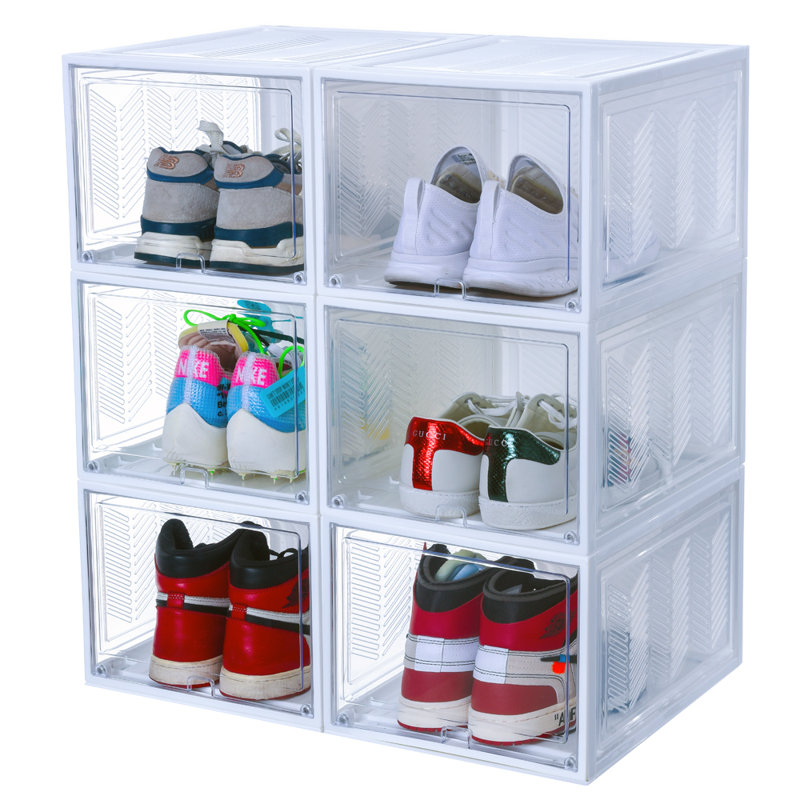 Grande boîte de rangement empilable pour chaussures, Blanc, 6