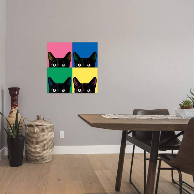 Curiosity Pop Contemporary Cat Art, 24" H x 24" W